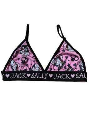 Nightmare Before Christmas Jack & Sally Pink Triangle Bralette Size Small